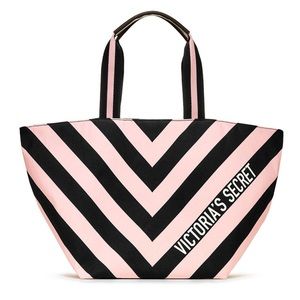 🖤VICTORIAS SECRET PINK AND BLACK STRIPED TOTE🖤